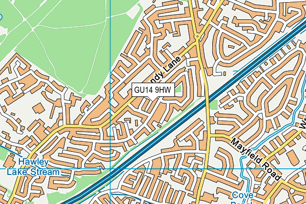 GU14 9HW map - OS VectorMap District (Ordnance Survey)