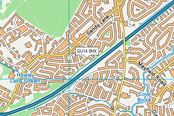 GU14 9HX map - OS VectorMap District (Ordnance Survey)