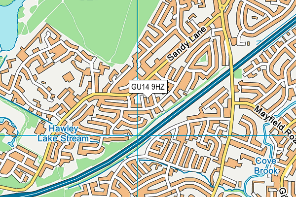 GU14 9HZ map - OS VectorMap District (Ordnance Survey)