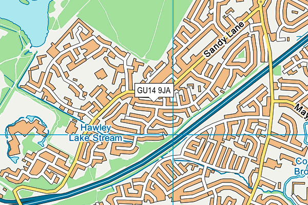 GU14 9JA map - OS VectorMap District (Ordnance Survey)