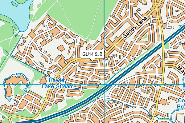 GU14 9JB map - OS VectorMap District (Ordnance Survey)