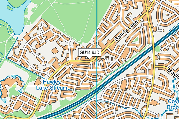 GU14 9JD map - OS VectorMap District (Ordnance Survey)