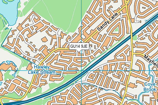 GU14 9JE map - OS VectorMap District (Ordnance Survey)