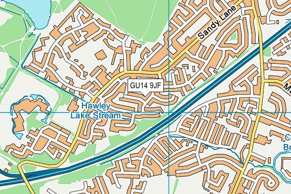 GU14 9JF map - OS VectorMap District (Ordnance Survey)