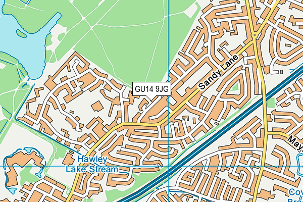 GU14 9JG map - OS VectorMap District (Ordnance Survey)