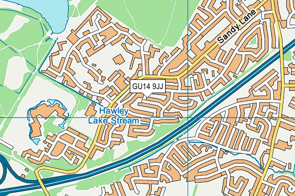 GU14 9JJ map - OS VectorMap District (Ordnance Survey)