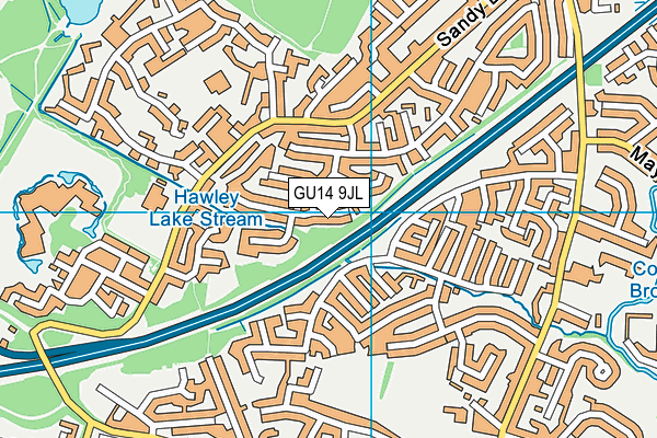 GU14 9JL map - OS VectorMap District (Ordnance Survey)