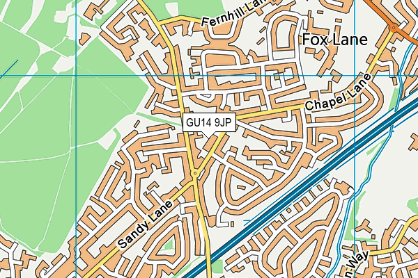 GU14 9JP map - OS VectorMap District (Ordnance Survey)
