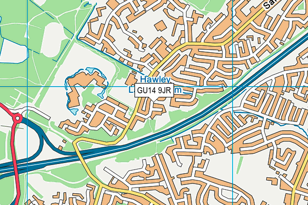 GU14 9JR map - OS VectorMap District (Ordnance Survey)