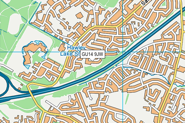 GU14 9JW map - OS VectorMap District (Ordnance Survey)