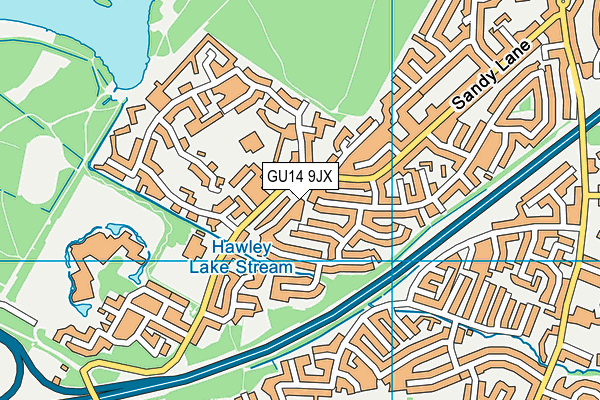 GU14 9JX map - OS VectorMap District (Ordnance Survey)