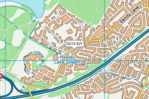 GU14 9JY map - OS VectorMap District (Ordnance Survey)