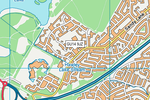 GU14 9JZ map - OS VectorMap District (Ordnance Survey)