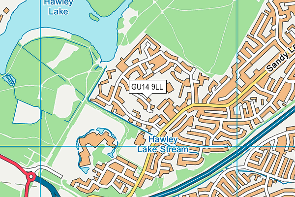 GU14 9LL map - OS VectorMap District (Ordnance Survey)