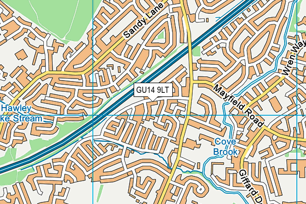 GU14 9LT map - OS VectorMap District (Ordnance Survey)