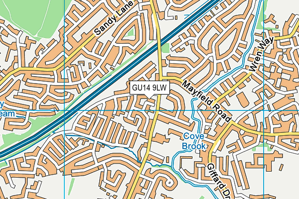 GU14 9LW map - OS VectorMap District (Ordnance Survey)