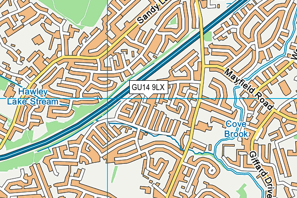 GU14 9LX map - OS VectorMap District (Ordnance Survey)