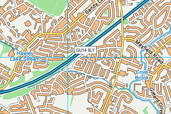 GU14 9LY map - OS VectorMap District (Ordnance Survey)