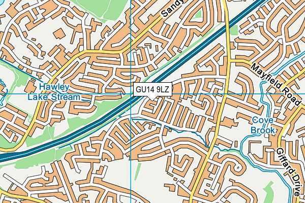 GU14 9LZ map - OS VectorMap District (Ordnance Survey)