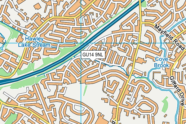 GU14 9NL map - OS VectorMap District (Ordnance Survey)