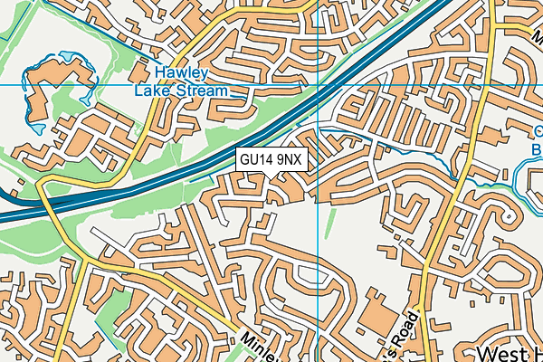 GU14 9NX map - OS VectorMap District (Ordnance Survey)