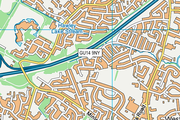GU14 9NY map - OS VectorMap District (Ordnance Survey)