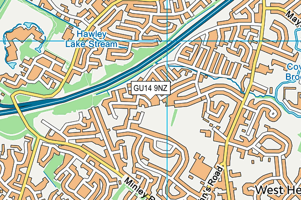GU14 9NZ map - OS VectorMap District (Ordnance Survey)