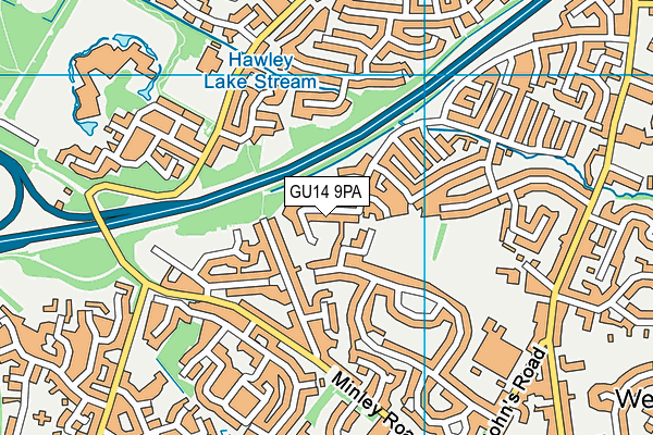 GU14 9PA map - OS VectorMap District (Ordnance Survey)