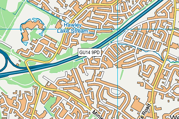GU14 9PD map - OS VectorMap District (Ordnance Survey)