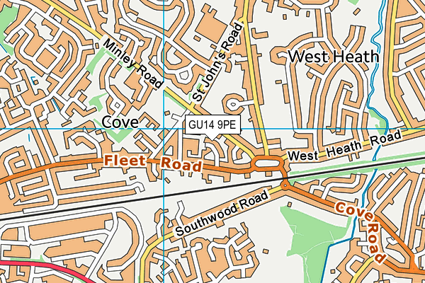 GU14 9PE map - OS VectorMap District (Ordnance Survey)