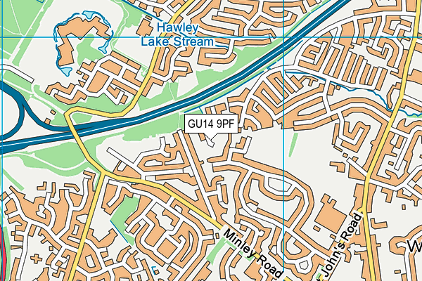 GU14 9PF map - OS VectorMap District (Ordnance Survey)