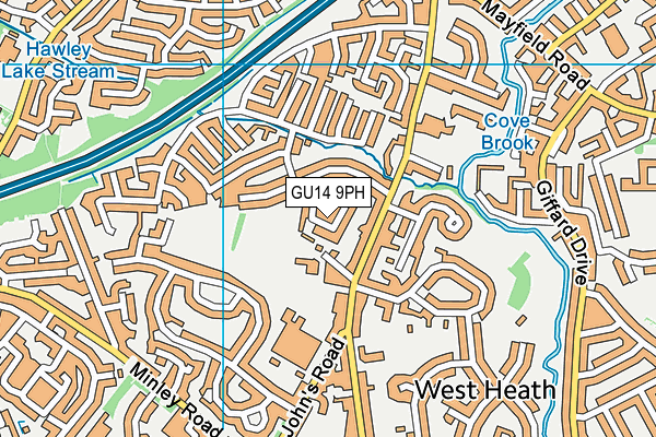 GU14 9PH map - OS VectorMap District (Ordnance Survey)