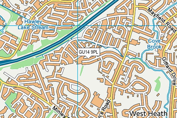 GU14 9PL map - OS VectorMap District (Ordnance Survey)