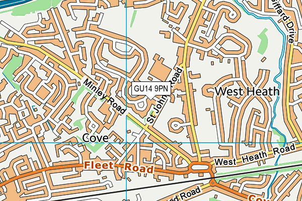 GU14 9PN map - OS VectorMap District (Ordnance Survey)