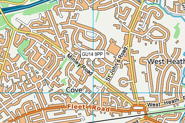 GU14 9PP map - OS VectorMap District (Ordnance Survey)