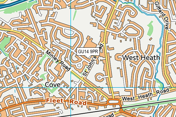 GU14 9PR map - OS VectorMap District (Ordnance Survey)