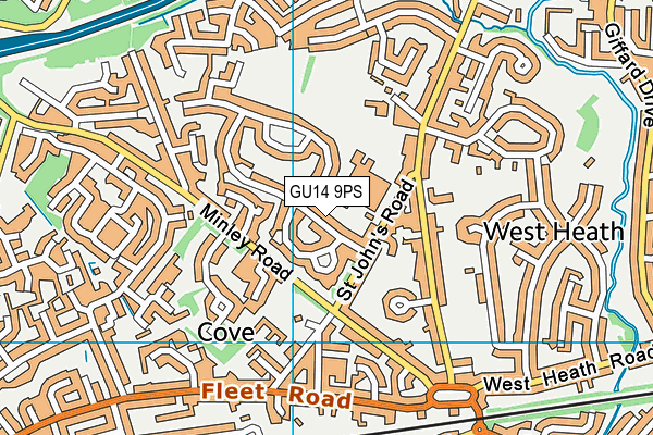 GU14 9PS map - OS VectorMap District (Ordnance Survey)