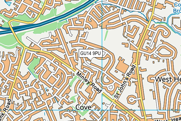 GU14 9PU map - OS VectorMap District (Ordnance Survey)
