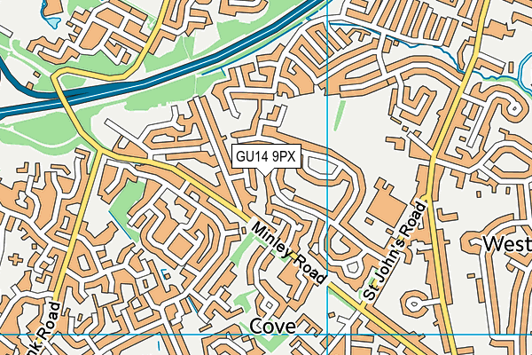 GU14 9PX map - OS VectorMap District (Ordnance Survey)