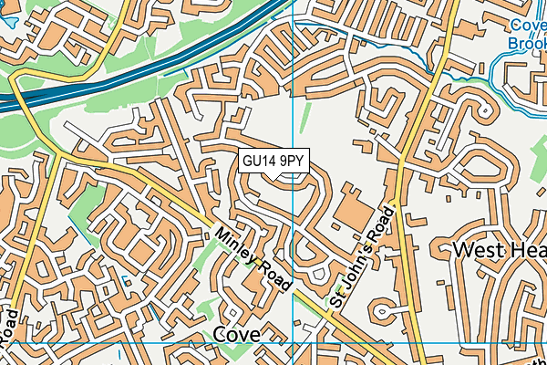 GU14 9PY map - OS VectorMap District (Ordnance Survey)