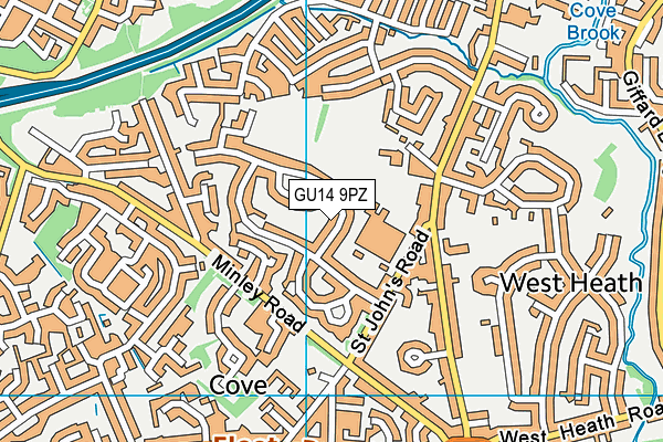 GU14 9PZ map - OS VectorMap District (Ordnance Survey)