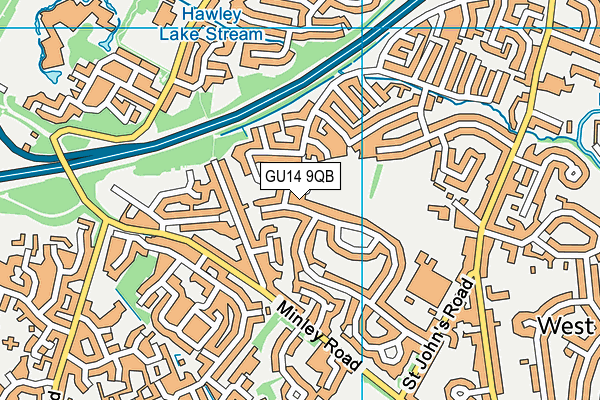 GU14 9QB map - OS VectorMap District (Ordnance Survey)