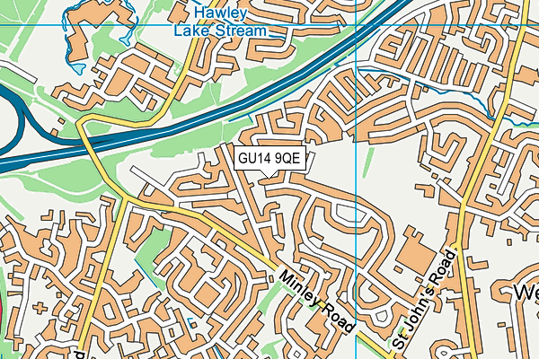 GU14 9QE map - OS VectorMap District (Ordnance Survey)