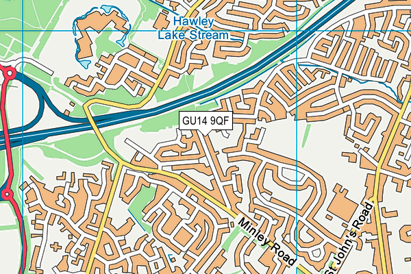 GU14 9QF map - OS VectorMap District (Ordnance Survey)