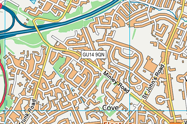 GU14 9QN map - OS VectorMap District (Ordnance Survey)