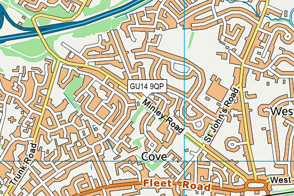 GU14 9QP map - OS VectorMap District (Ordnance Survey)