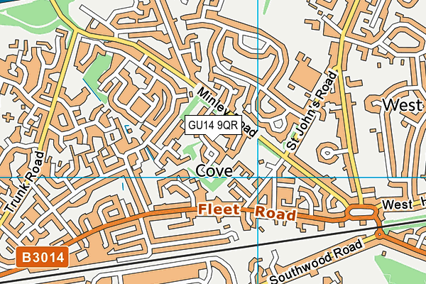 GU14 9QR map - OS VectorMap District (Ordnance Survey)
