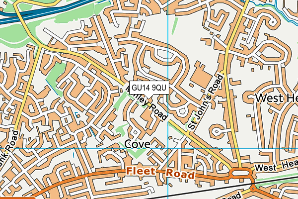 GU14 9QU map - OS VectorMap District (Ordnance Survey)