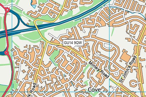 GU14 9QW map - OS VectorMap District (Ordnance Survey)