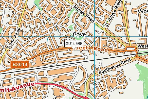 GU14 9RE map - OS VectorMap District (Ordnance Survey)